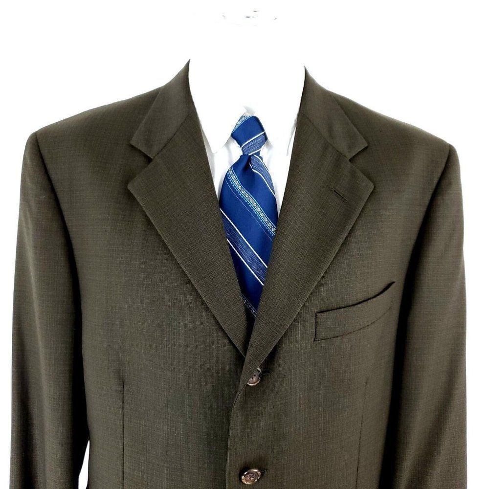Givenchy‎ Monsieur Wool 4 Button Sport Coat 40R Green Check Sport Coat